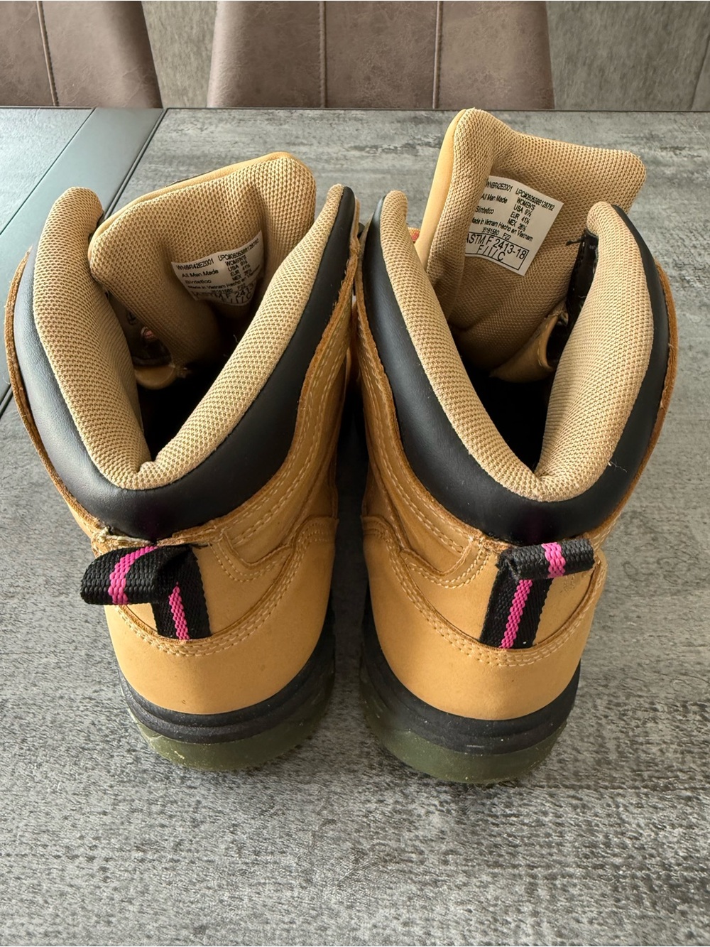 Brahma Women's Wheat Tan Combat Moto Boots with Pink Accents - Picture 3 of 5